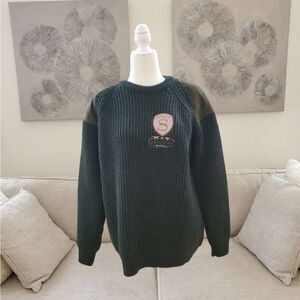 ✨PAUL JAMES✨ NEW Chunky British-Wool Elbow-Patch Ribbed Sweater - [Large, Green]